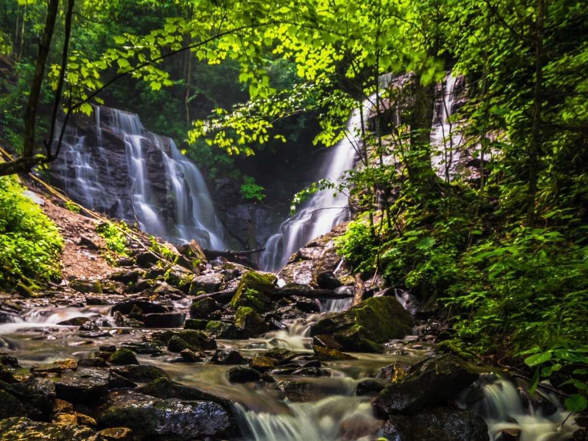 Soco Falls in Cherokee, N.C.⁠ Image by skiserge1 from Getty Images