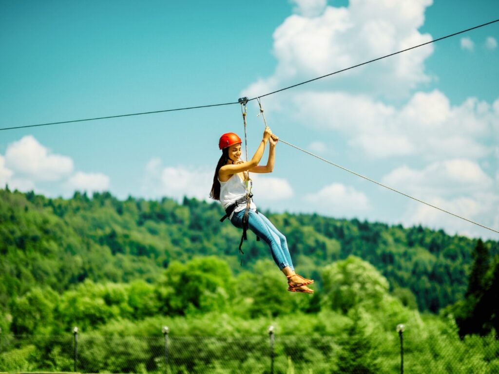 Zip-line through the forest canopy